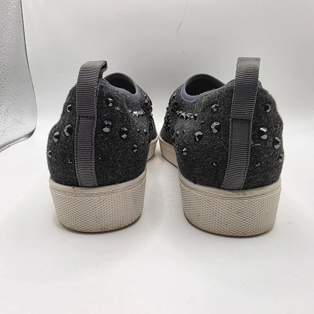 Karl Lagerfeld Paris Crystal Embellished Slip On Sneakers Black Patent Toe 8N